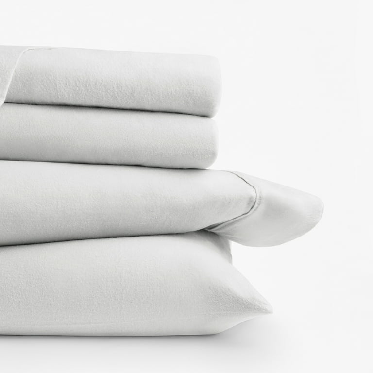 Noble Linens 4-Piece Queen Flannel Sheet Set, Light Gray photo 7