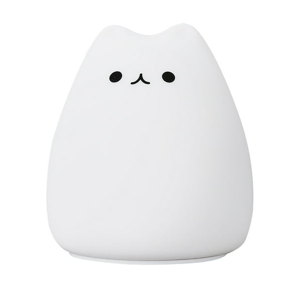 Cat Night Light Lamp, Cute Nursery 7 Color Changing Kids Night Light with Tap Control, Battery Powered Squishy Silicone Soft Nightlight Gifts for Baby Girls Boys Children Toddler