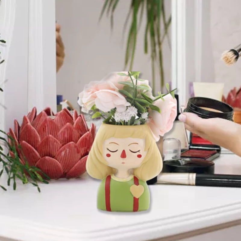 Cute Girl Flowerpot Epoxy Resin Mold Plant Pot Concrete Plaster Silicone Mould
