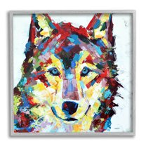 Urban Style Wolf Abstract Animals & Insects Painting Gray Framed Art Print Wall Art