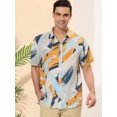 thumbnail image 2 of Lars Amadeus Camisas abotonadas de manga corta con bloques de colores geométricos irregulares para hombre Amarillo blanco 3XL Unique Bargains Camisas, 2 of 6