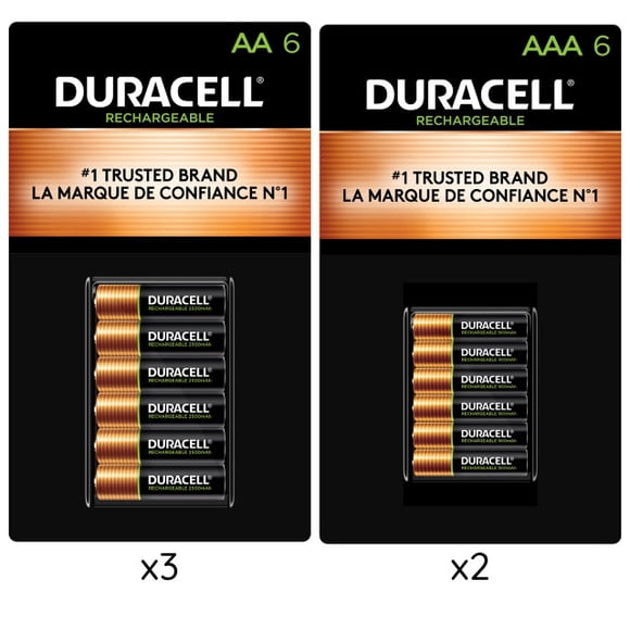 18 x AA (2500 mAh) + 12 x AAA (900 mAh) NiMH Duracell Rechargeable Batteries Combo
