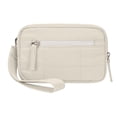 thumbnail image 2 of Small Wristlet Wallets for Women, Quilted Nylon Wallet Purse RFID Zipper Clutch for Travel Card Phone Organizer (Beige), 2 of 6