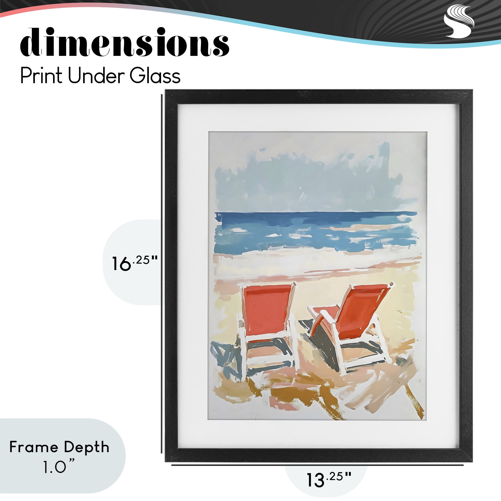 Stupell Industries Two Sunlit Beach Chairs Black Framed Print Under Glass, design by The Prints Vibe