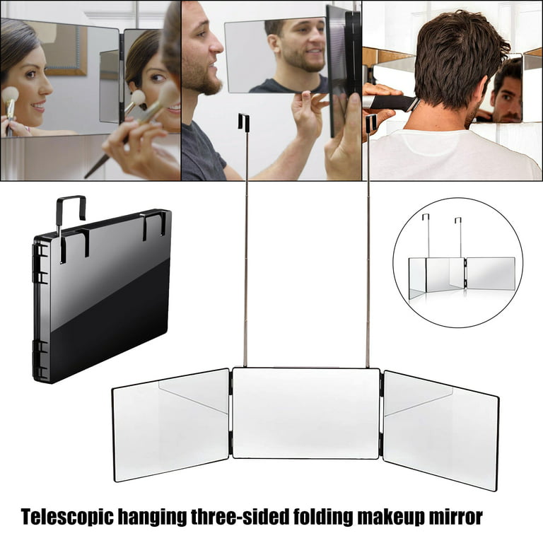 Feisate 3 Way Mirror with LED Lights, 360 Mirror for Women for Braiding,  Self Cut Mirror with Lights, Self Haircut Mirror, Barber Mirror Self Cut to