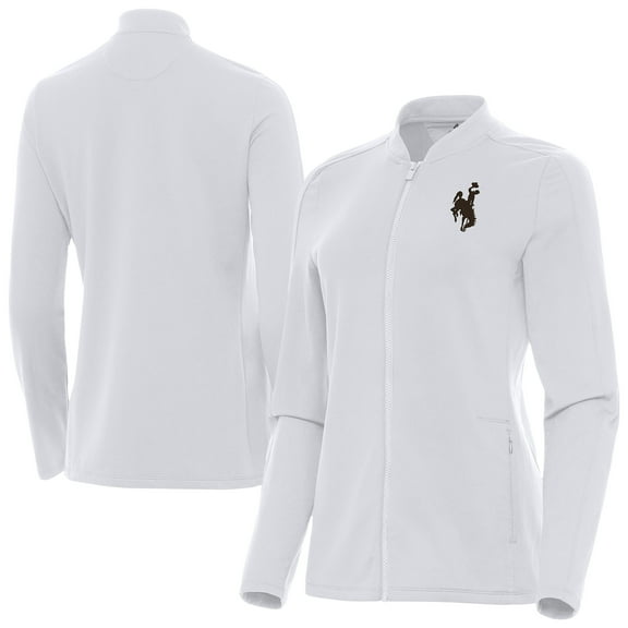 Women's Antigua  White Wyoming Cowboys Continual Full-Zip Jacket