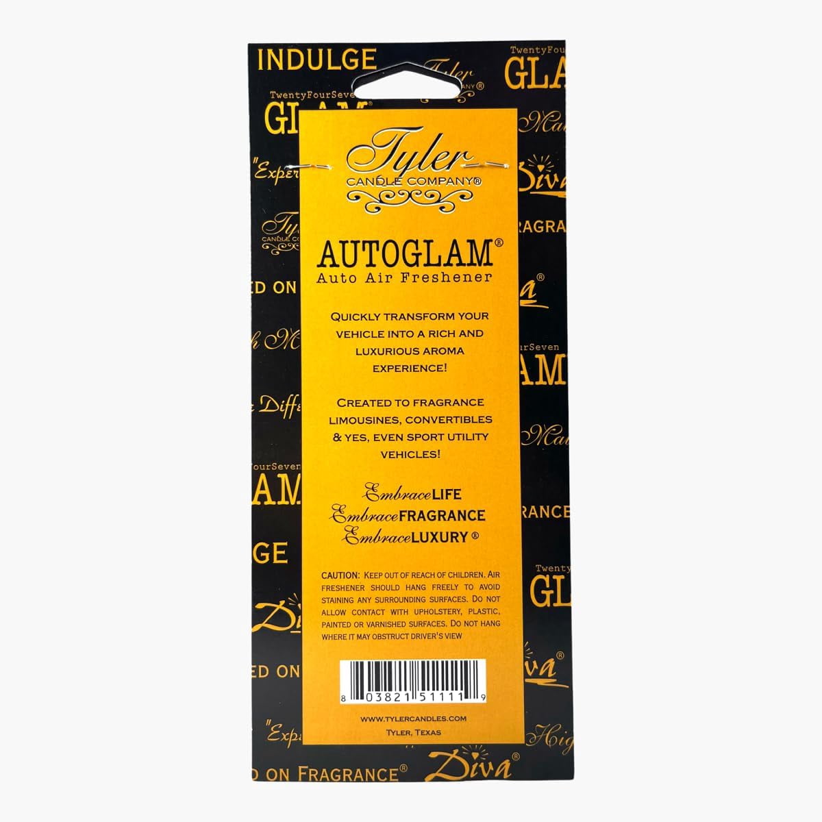 Diva AutoGlam Auto Air Fresheners – Set of 6 Long-Lasting Luxury Car Freshener Warm Fruity Floral Scent with Amber & Chocolate Individually Wrapped