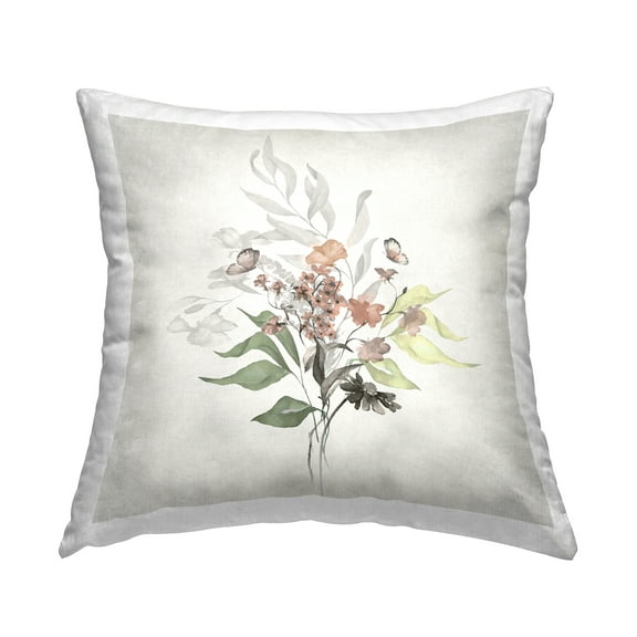 Stupell Industries Soft Florals & Butterfly Decorative Printed Throw Pillow Design by Susan Jill.