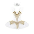 thumbnail image 2 of Aislor Kids Girls Sequin Ballet Dance Leotard Tutu Dress Swan Lake Dance Camisole Princess Dress with Headwear, 2 of 7