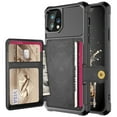 thumbnail image 2 of iPhone 11 Wallet Case, Shockproof Rubber Card Holder Wallet PU Leather Back Phone Case Kickstand Protective Scratch Hybrid Bumper Shell for Apple iPhone 11 6.1 inch, Black, 2 of 7