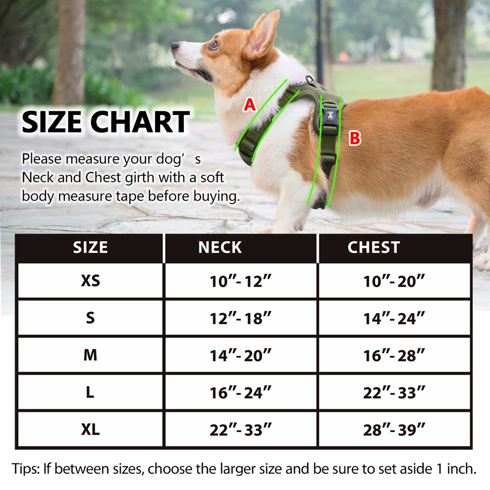 PoyPet Reflective No Pull Dog Harness, Military Green, Medium photo 3