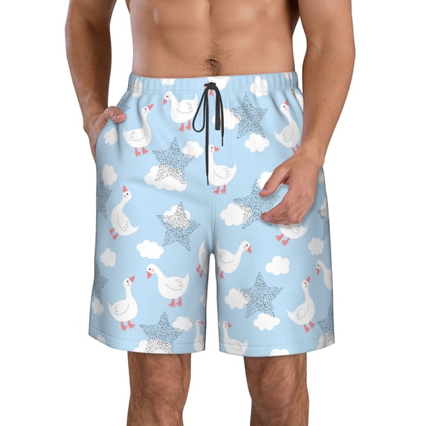 Fotbe Cute Goose On A Blue Sky Trajes de Baño Estampados para Hombre, Shorts de Verano de Secado Rápido, Ropa de Playa, Bañadores-Medium