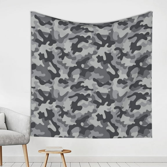 Grey Camouflage Print Tapestries Wall Hanging Tapestry For Bedroom Dorm Decor(59"X59")