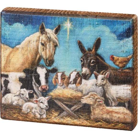Primitives By Kathy 113559 Nativity Block Sign, 6 Inch, Multicolor