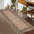 thumbnail image 4 of Garvee 2'x6' Vintage Border Runner Rug, Non-Slip Washable Rug Traditional Retro Distressed Carpet, Low Pile Foldable Indoor Rug for Entryway Bedroom Kitchen, Brown, 4 of 9