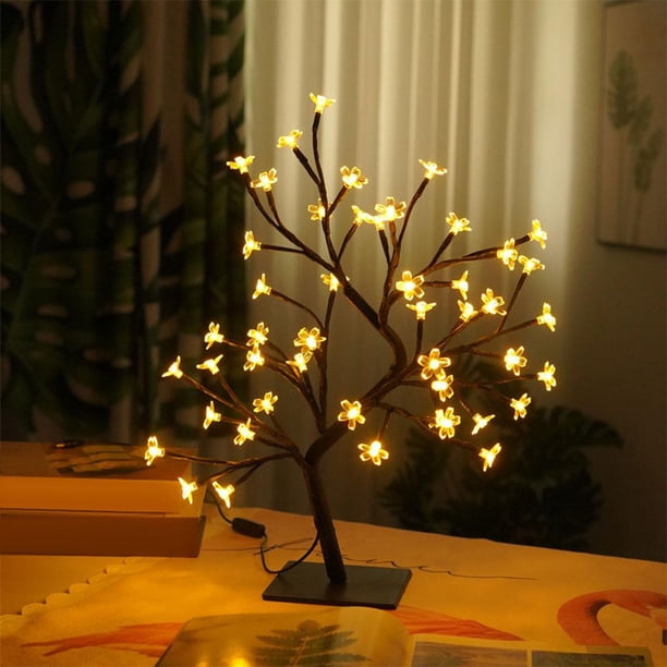 Lámpara de árbol de cereza Yinane artificial LED Bonsai Luz de noche 48 LED