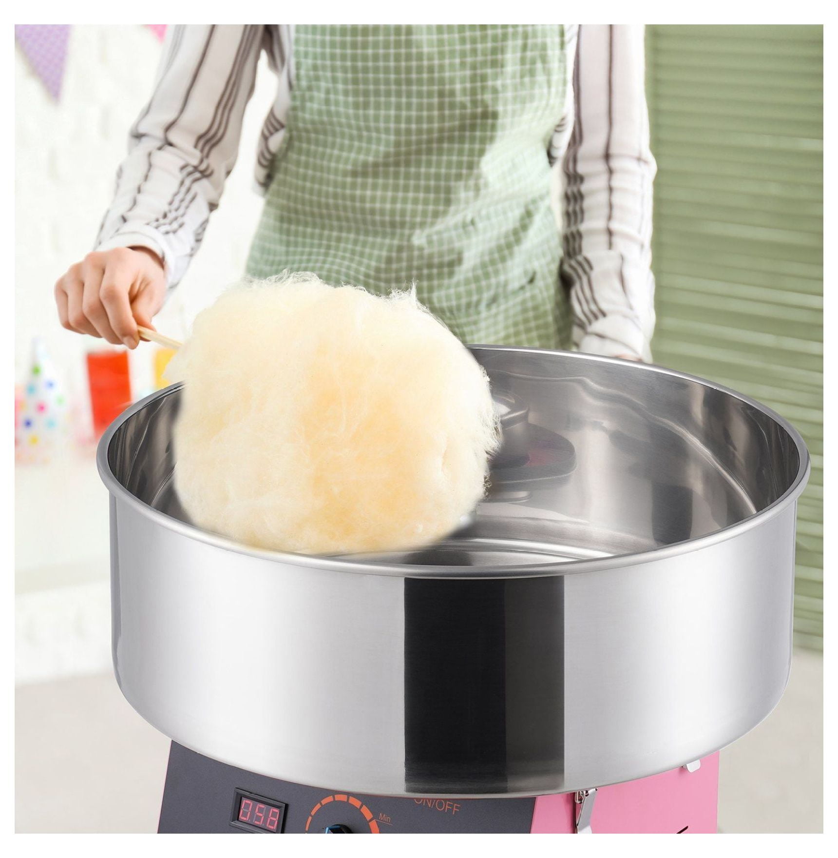 Electric Cotton Candy Machine, 1000W Candy Floss Maker, Commercial Cotton Candy Machine, Pink, for Home Parties