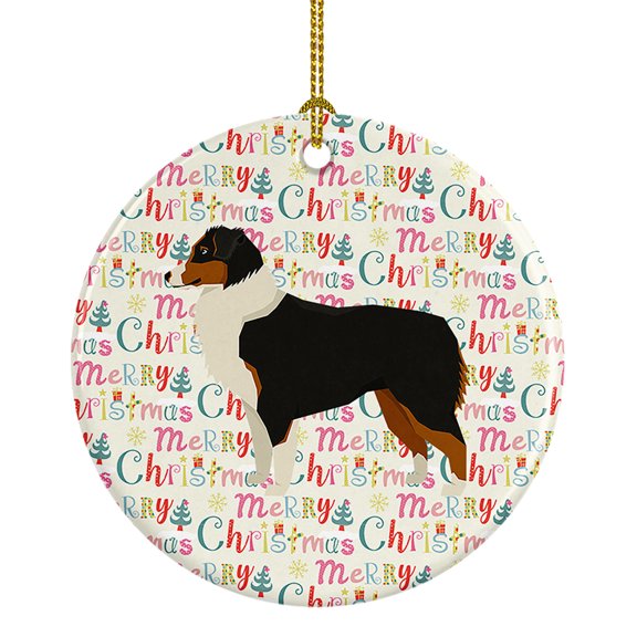 Australian Shepherd Merry Christmas Ceramic Ornament 2.8 in x 2.8 in