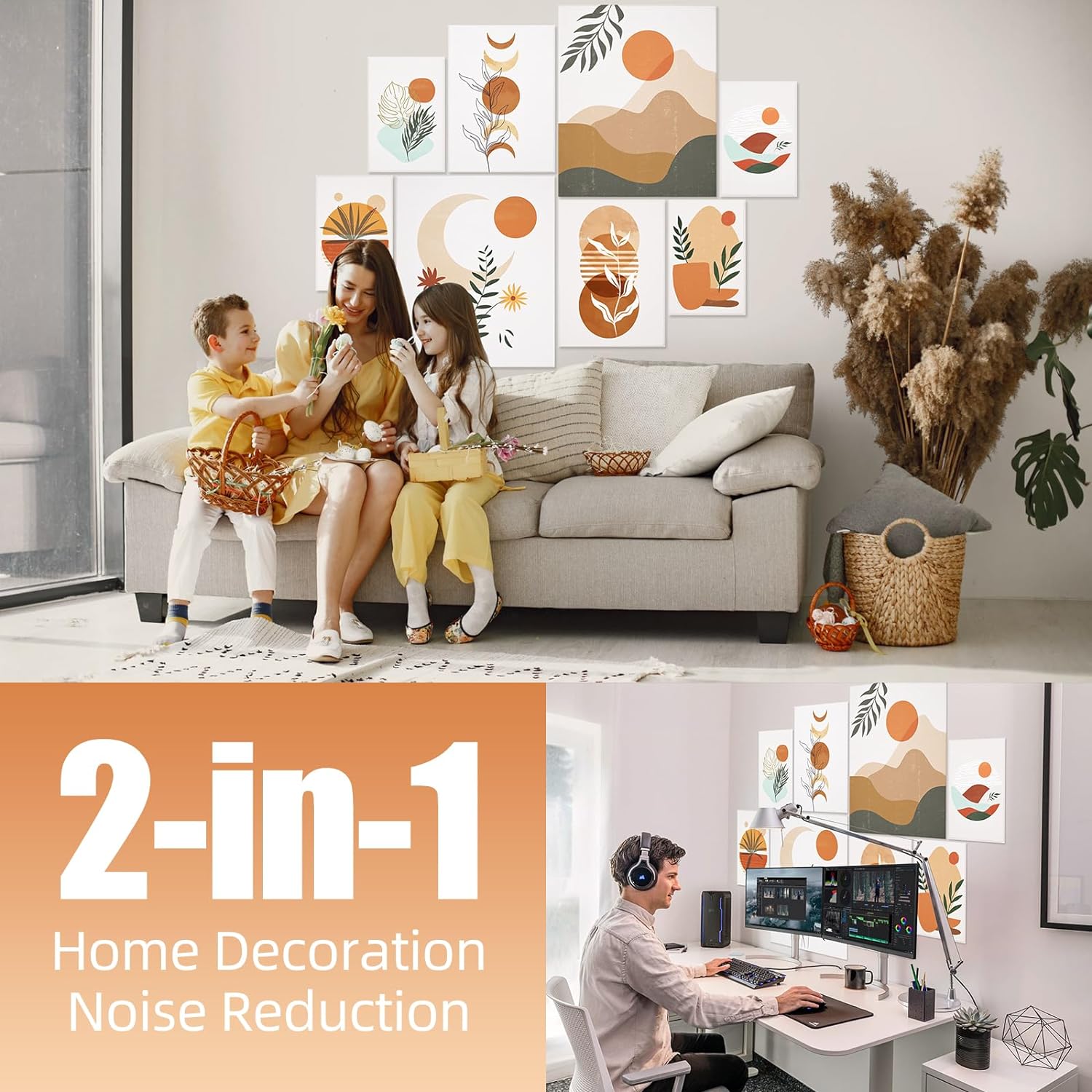 DAZLUTE 8 Pack Bohemian Art Acoustic Panels, Self-adhesive