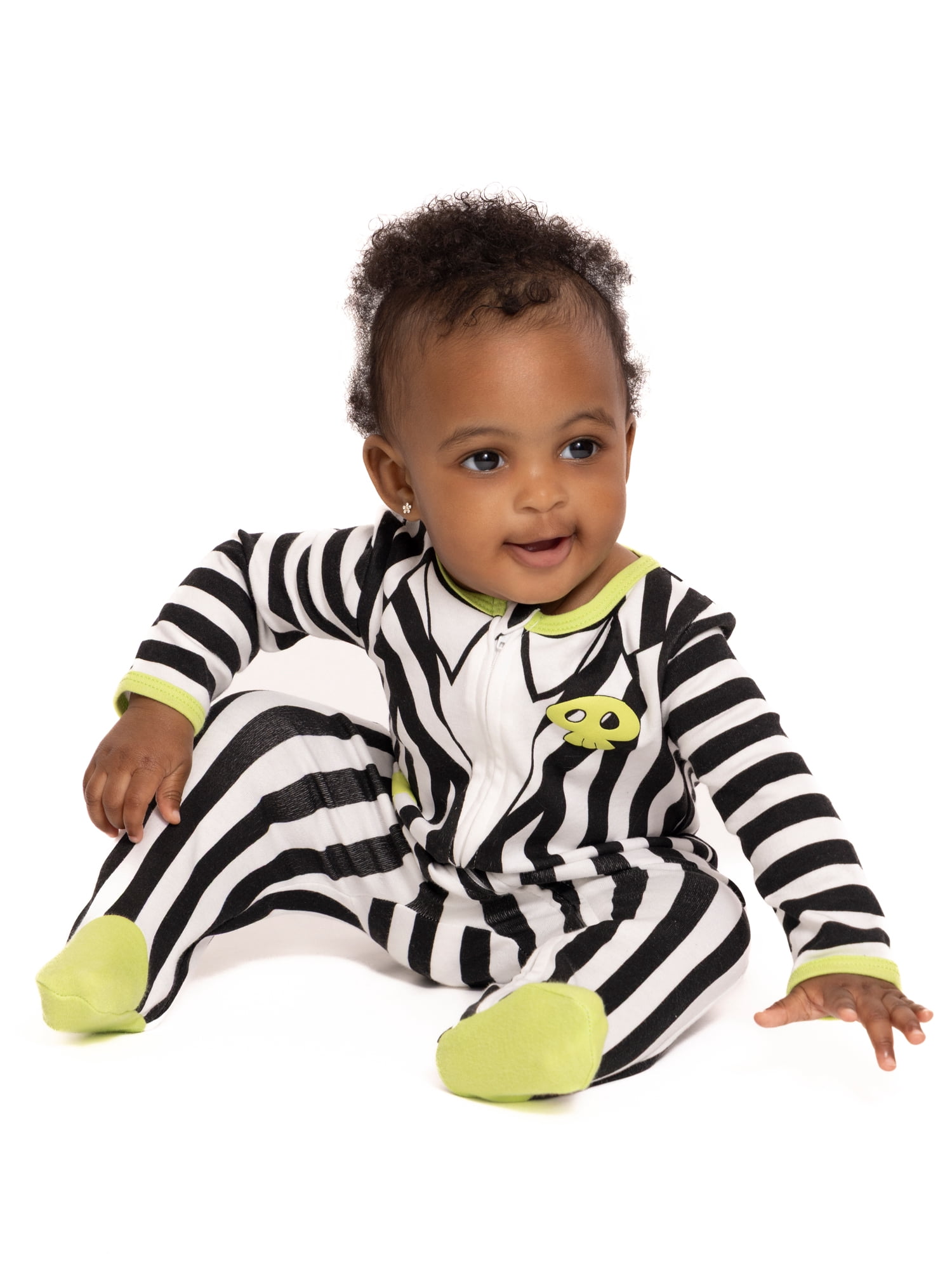 Halloween Beetlejuice Baby Boys or Girls Footed Sleep N Play Pajamas and Bib Set, 2-Piece, Sizes 0M-9M
