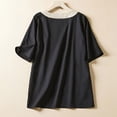 thumbnail image 5 of Summer Saving Wycnly Womens Tops Dressy Casual Loose Fit Irregular Side Slit Cotton Linen Fashion Pullover Shirts Summer Short Sleeve Round Neck Tops Leaves Print Blouse Black XL, 5 of 5