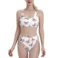 thumbnail image 2 of Picia Pink Butterflies (2) Women's High Waisted Bikini Scoop Neck Swimsuit Two Pieces Bathing Suit-Large, 2 of 8