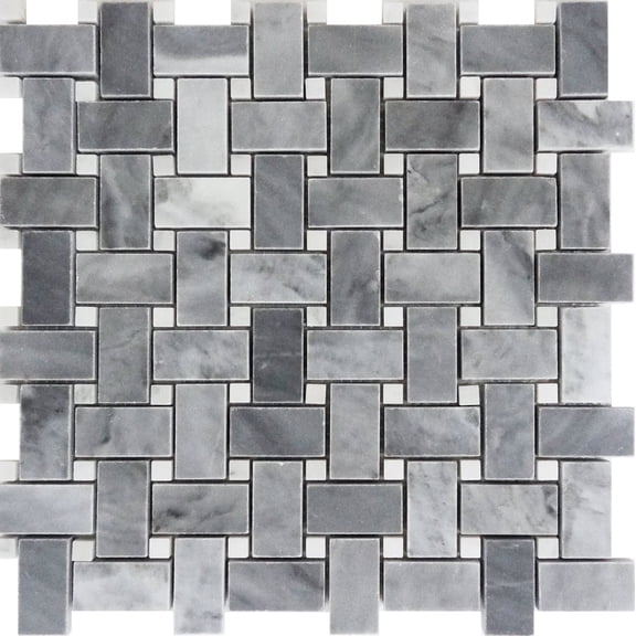 5 pack Gray 12-in x 12-in Polished Marble Basketweave Patterned Floor and Wall Tile (5 sq ft/case)