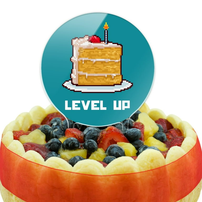 Acrylic 8-Bit Pixel Retro Cake Level-up Game Gamer Cake Topper