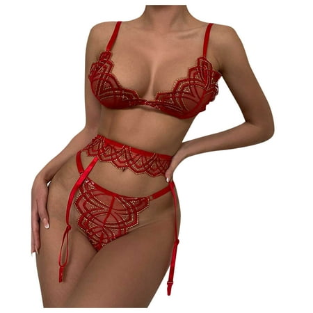 

WANYNG New Sexy Fashion Lace Lingerie Flower Lace Perspective Appeal Underwear Sleepwear Steel Ring Pajamas Garter Running Yoga Top Elementary Music
