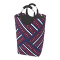 thumbnail image 1 of DouZhe 50L Rectangular Laundry Basket, Patriotic Red White Blue Stripes Prints Waterproof Foldable Laundry Hamper with Aluminum Handles, 1 of 6