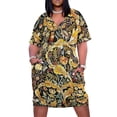 thumbnail image 1 of OWL ON ACANUS-vestido de verano para mujer traje holgado con bolsillos hojas y flores amarillo y marrón falda de graduación, 1 of 6