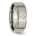 thumbnail image 5 of Chisel Titanium Brushed Center Cross 8mm Ridged Edge Band, 5 of 8