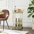 thumbnail image 6 of ABBSR Rolling Wine Serving Cart with Universal Wheels, Gold, 6 of 8