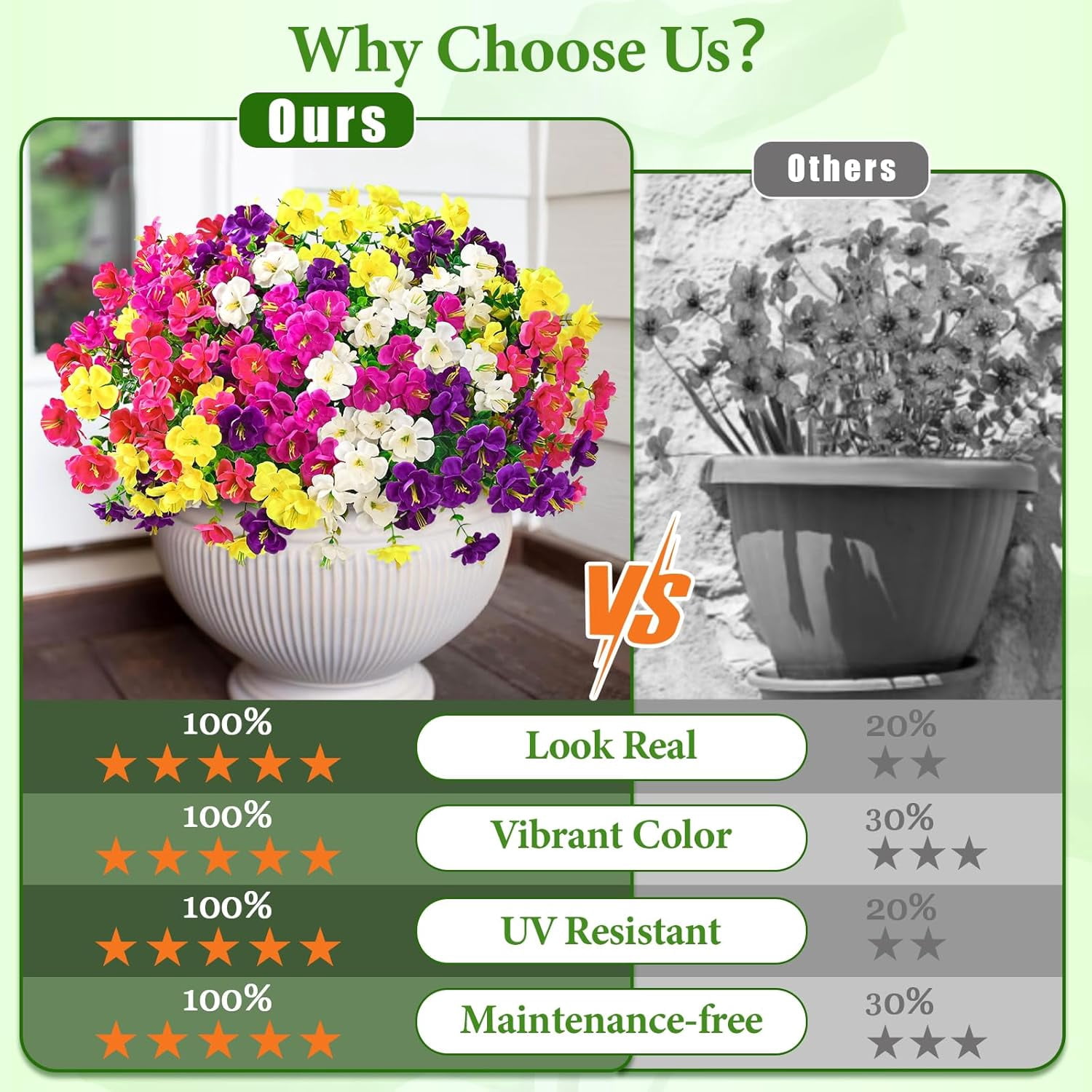 Yastouay 24 Bundles Artificial Hibiscus Flowers for Outdoors, UV Resistant Fake Flowers for Planter, Colorful Outdoor Faux Plants for Garden Balcony Yard Porch