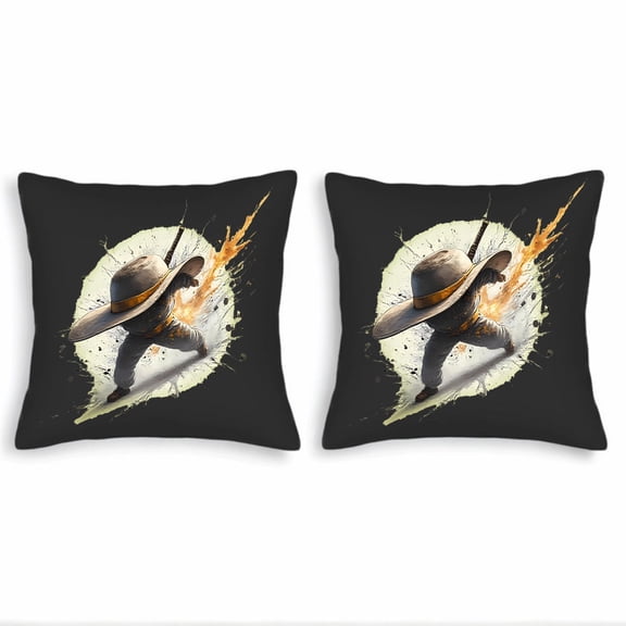 Vibrant Cartoon Swordfighter Throw Pillow Covers 18x18in Set of 2 - Explosion Design for Couch Bed Car Decor