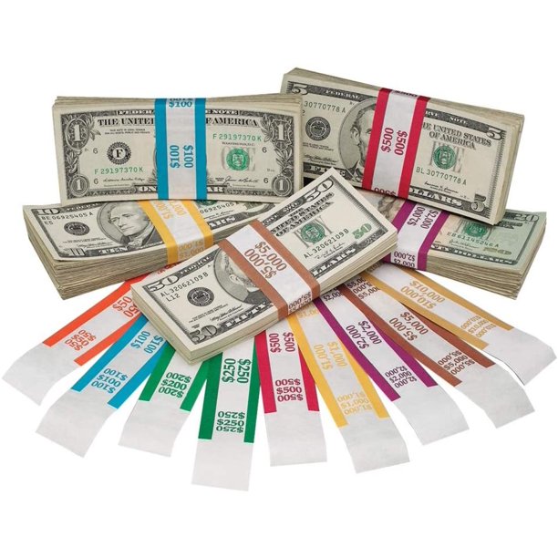 Assorted Money Bands Official Bank Approved Bill Straps 1000 of Each