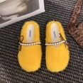 thumbnail image 6 of Nmnitkp Slippers for Women Pearl Bow Fall And Winter Style Comfortable Warm Slippers Yellow,43, 6 of 8