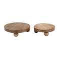 Sagebrook Home Natural Round Wood Set Of 2 Riser Trays - Walmart.com
