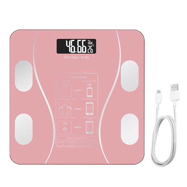 Eigraketly Báscula inteligente para baño con Bluetooth, de grasa corporal, báscula de peso Digital, aplicación inalámbrica, equilibrio de Medidores de medidas dimensionales Oro rosa Cobrar Eigraketly TO000338-06B