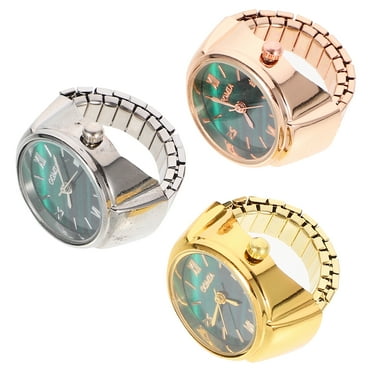 DOITOOL 3 Pcs Finger Watches Mini Ring Watch Casual Finger Ring Watch Ring Design Watch