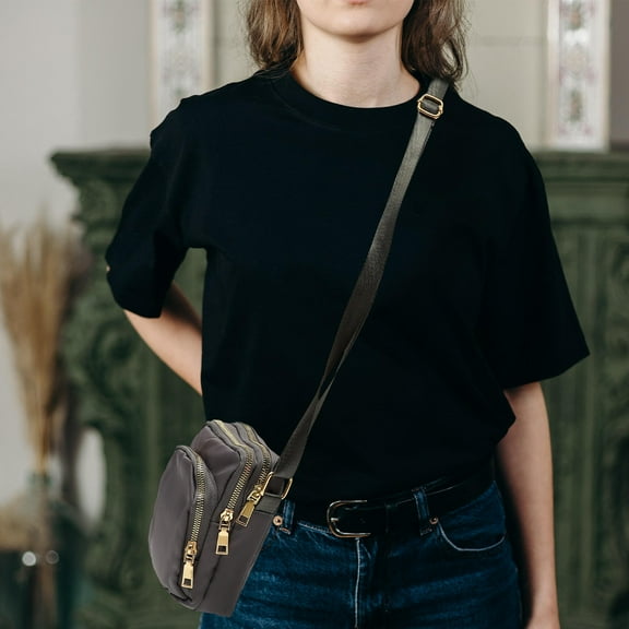 UPOUART 1Pcs Casual Grey Shoulder Bag for Ladies with Metal Small Handbag 12x7x17cm