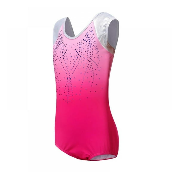 Child Diamond Bright pattern Body suit Sleeveless ballet Gymnastics gradient color practice Sleeveless Dance Practice Clothes