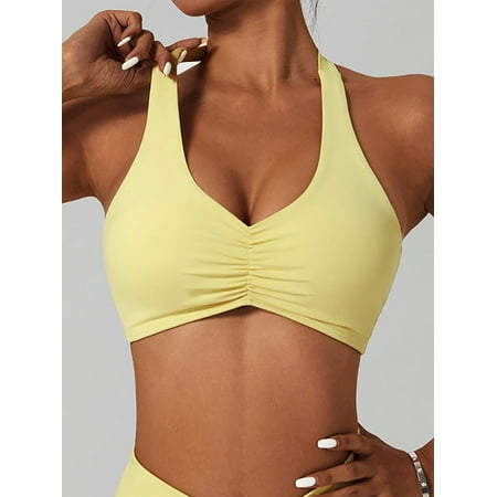 Sociala Sexy V Neck Sport Bra for Womens Halter Backless Yoga Bra