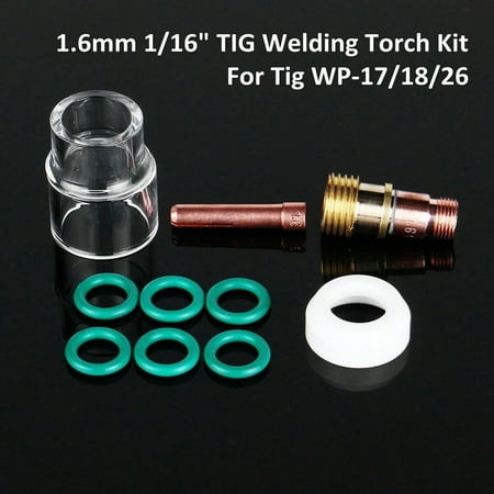 

1.6mm 1/16 TIG Welding Torch Stubby Gas Lens #12 Pyrex Cup Kit For Tig WP-17/18