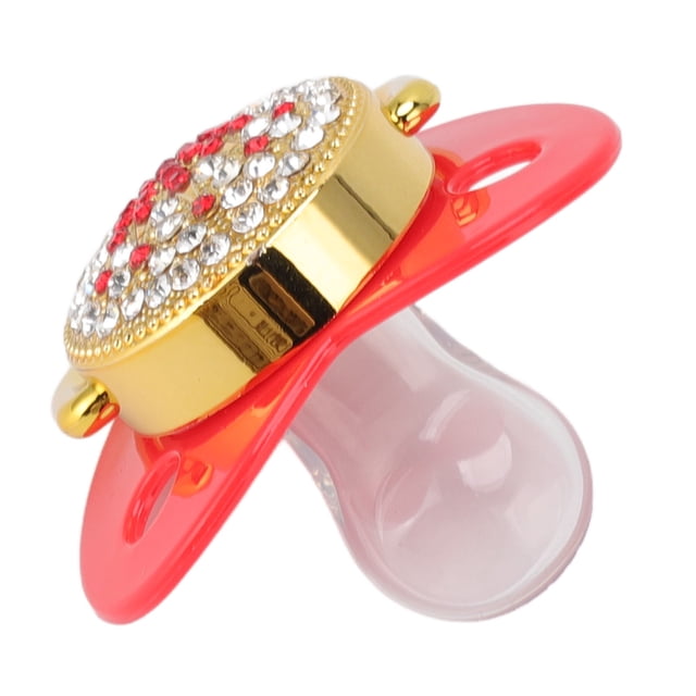 M Buder Chupón Ortodóntico para Bebés con Diseño de Diamantes Brillantes, Chupete de Silicona Suave Libre de BPA, Seguro y Cómodo, Ideal para Recién Nacidos de 6 a 18 Meses, Color Rojo (7 cm)