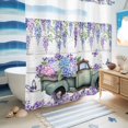 thumbnail image 5 of No Hook Shower Curtain, Purple Flowers Shower Curtains for Bathroom with See Through Top Window, Weeping Spring Floral Truck Butterfly Wooden Waterproof & Washable Bath Curtain Standard 72"x72", 5 of 9