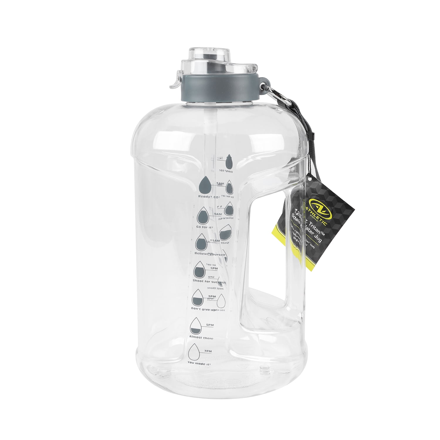 Athletic Works 128 oz Goals Jug with Dual Lid, Black Accent