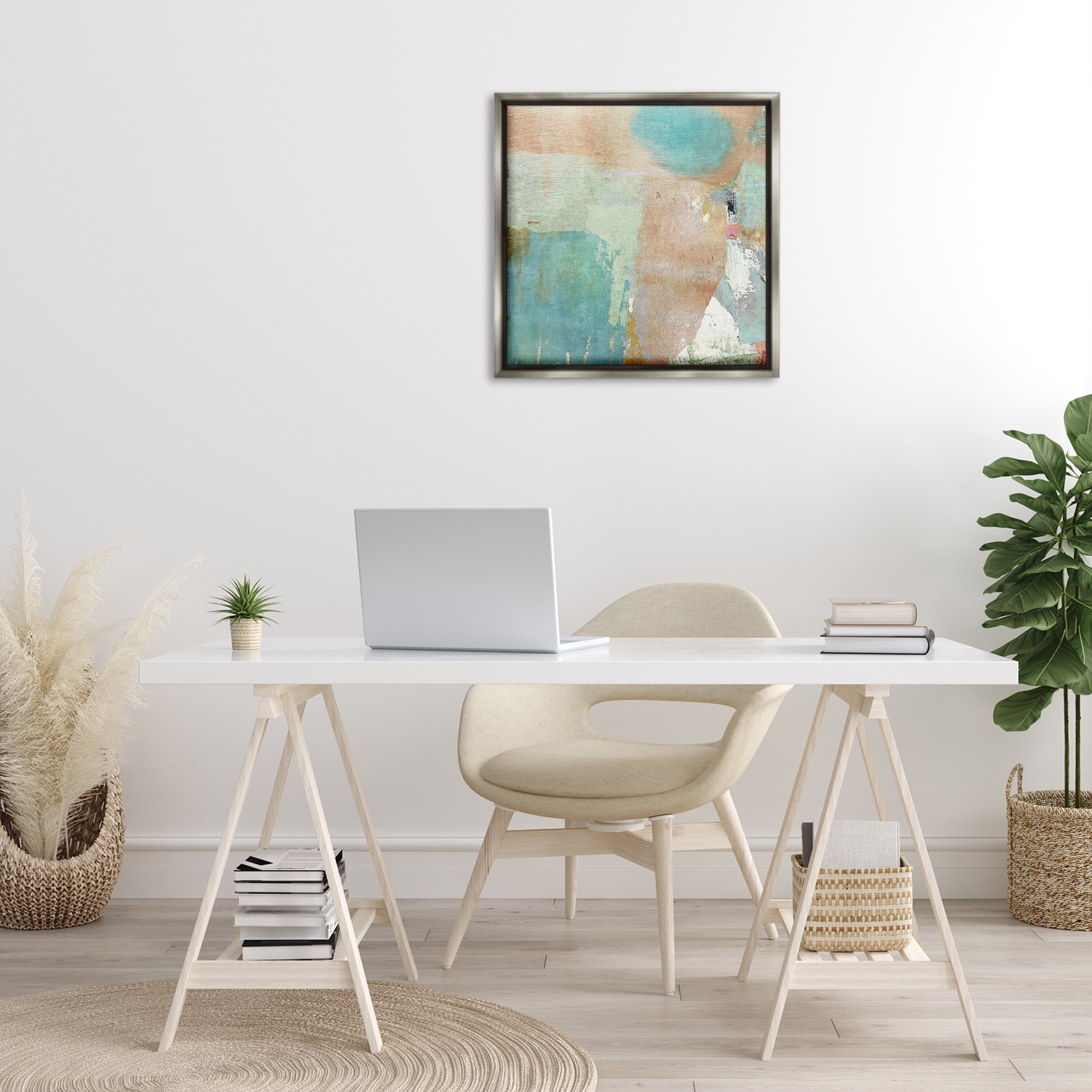 Stupell Industries Rustic Paint Strokes Abstract Painting Gray Floater Framed Canvas Art Print Wall Art, 25 x 25