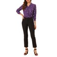 thumbnail image 2 of Allegra K Women's Stand Collar Long Sleeve Metallic Stars Shirt, 2 of 7
