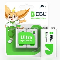 EBL 9V Rechargeable Batteries NiMH Everyday 150mAh 9V Battery for Household and Office Devices , 2-Packs